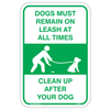 Dog Leash & Cleanup Aluminum Sign