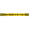 Maximum Height Aluminum Sign with yellow reflective backing and black stripes for parking garages.