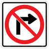 Regulatory No Right Turn Sign RB-11 prohibits drivers from making right turns