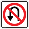 Regulatory No U-Turns Sign RB-16 forbids 180-degree turning maneuvers near its location.