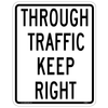 Regulatory Through Traffic Keep Right Sign RB-27 directs through traffic to keep right