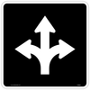 Regulatory All Movements Permitted Sign RB-46 marks a lane that allows left and right turns as well as straight-through movements.