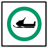 Regulatory Snowmobile Route Sign RB-64 designates routes where snowmobiles are allowed.