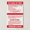 In Case of Fire Single Stage No Elevator Extended Caution Signs