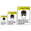 Hard Hat/Safety Glasses Caution Sign