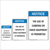 Cameras and Video Equipment Prohibited Notice Signs