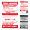 French In Case of Fire Single Stage Elevator Extended Caution Signs