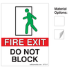 Fire Exit Do Not Block - Plastic and Sticker Fire Exit Do Not Block - Plastic and Sticker