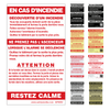 French In Case of Fire 1-Stage Hotel Alarm No Fire Prevention Rules Sign with elevator warning and extended caution