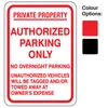 Authorized Parking/No Overnight Signs