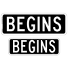 Regulatory Begins Tab Signs are used to mark the start of a restricted lane zone.