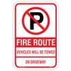 Fire Route No Parking on Driveway Sign