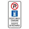 EV No Parking Except While Charging Sign Bilingual