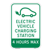 Electric Vehicle Charging Station Sign indicating a 4-hour maximum parking limit.