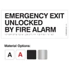 Emergency Exit Unlocked By Fire Alarm Braille and Tactile Sign