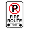 Town of Oakville Fire Route No Parking Sign with By-law No. 1981-66 and directional arrows