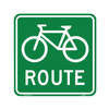 Green M511 Bicycle Route Marker Sign with white bicycle symbol and ROUTE text