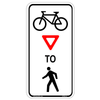 Ra-16 Bicycles Yield to Pedestrians Sign with bicycle