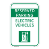 Reserved Parking Electric Vehicles Aluminum Sign with EV charging symbol