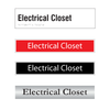 Electrical Closet door sign options showing multiple colour and accessibility choices for building utility room identification