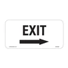 Exit right arrow aluminum sign with black lettering and arrow on white background