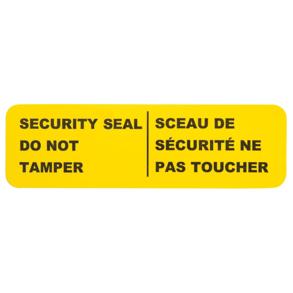 Bright yellow Tamper-Proof Security Seal adhesive labels with 'SECURITY SEAL - DO NOT TAMPER' message for first aid kits and safety containers.