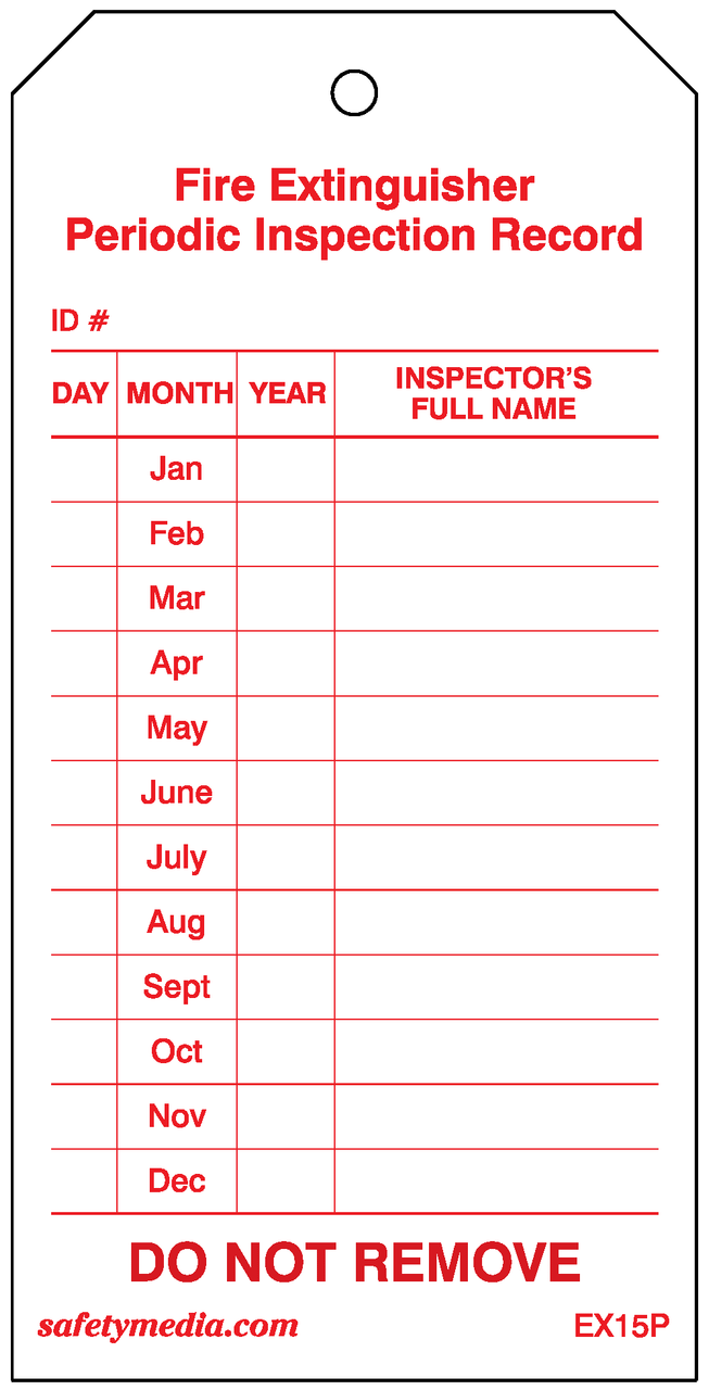 1-Year Plastic Extinguisher Inspection Tags