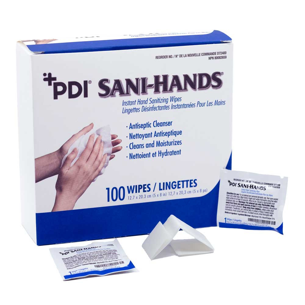 Instant Antiseptic Hand Sanitizing Wipes, 100/Box