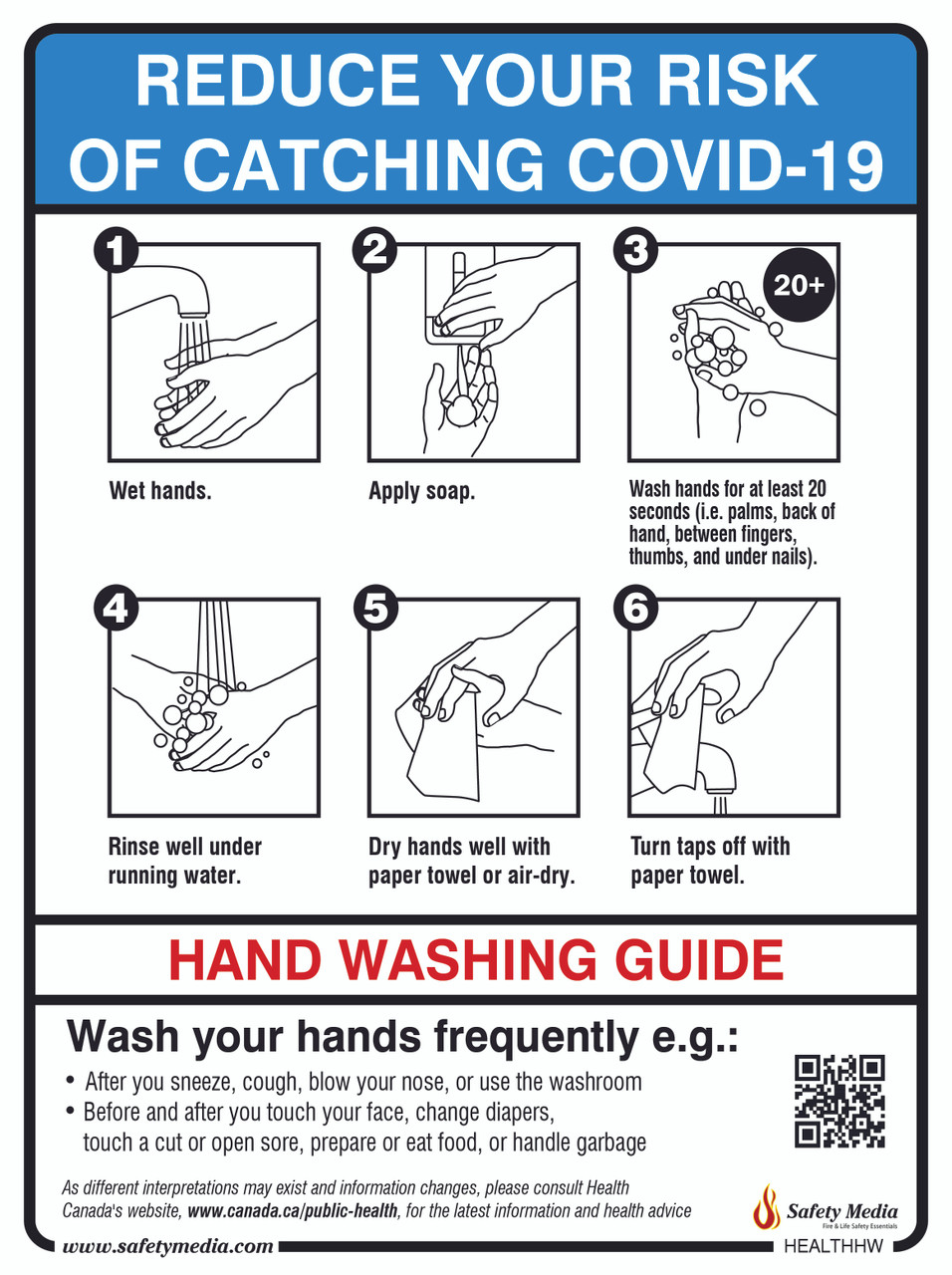 Hand Washing Sign for Employee and Public Washrooms - Wall Mount