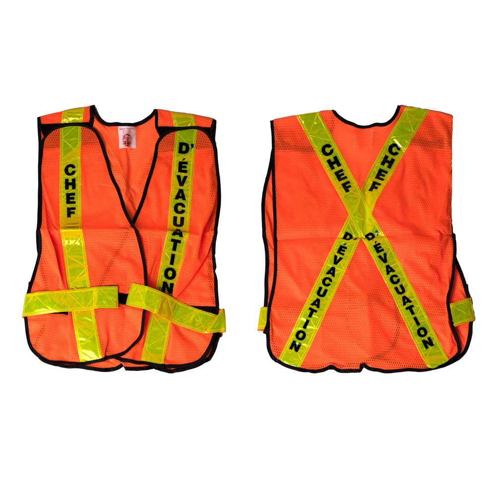 Reflective Chef D'Évacuation (Evacuation Warden) Vest for high visibility and safety during emergencies.
