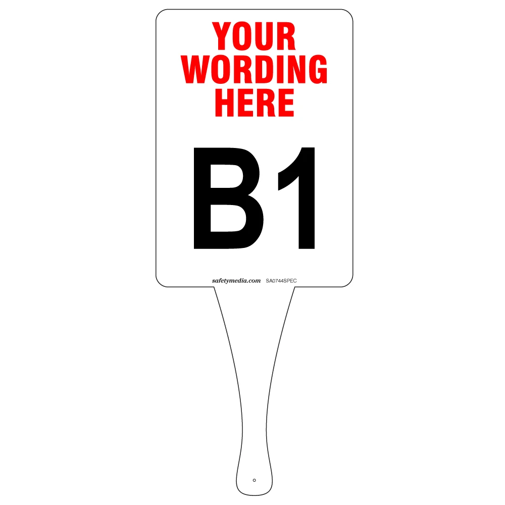 Custom hand‑held evacuation sign with user-defined wording