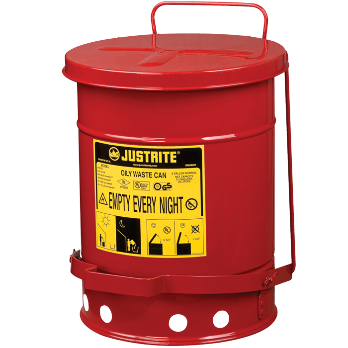 6 Gallon Oily Waste Can with fire-safe design for disposing of flammable waste
