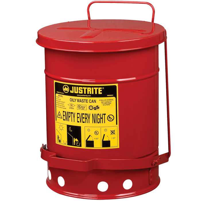 6 Gallon Oily Waste Can with fire-safe design for disposing of flammable waste