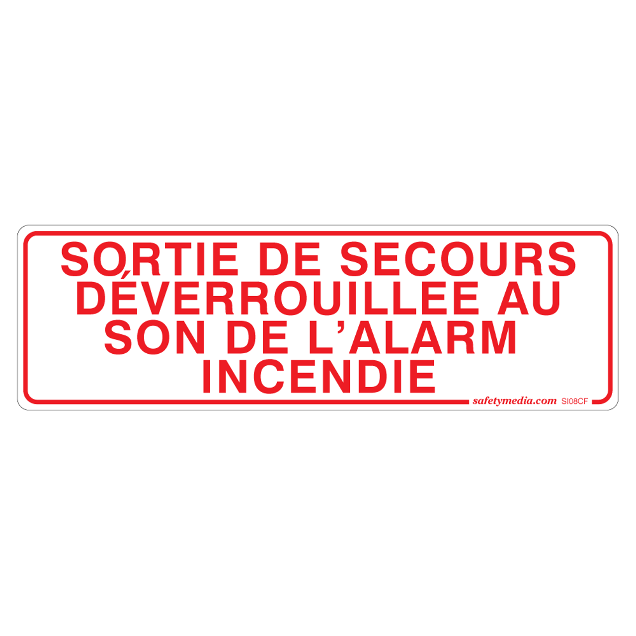 Emerg Exit Unlocked at the Sound of the Fire Alarm Clear Vinyl Sticker