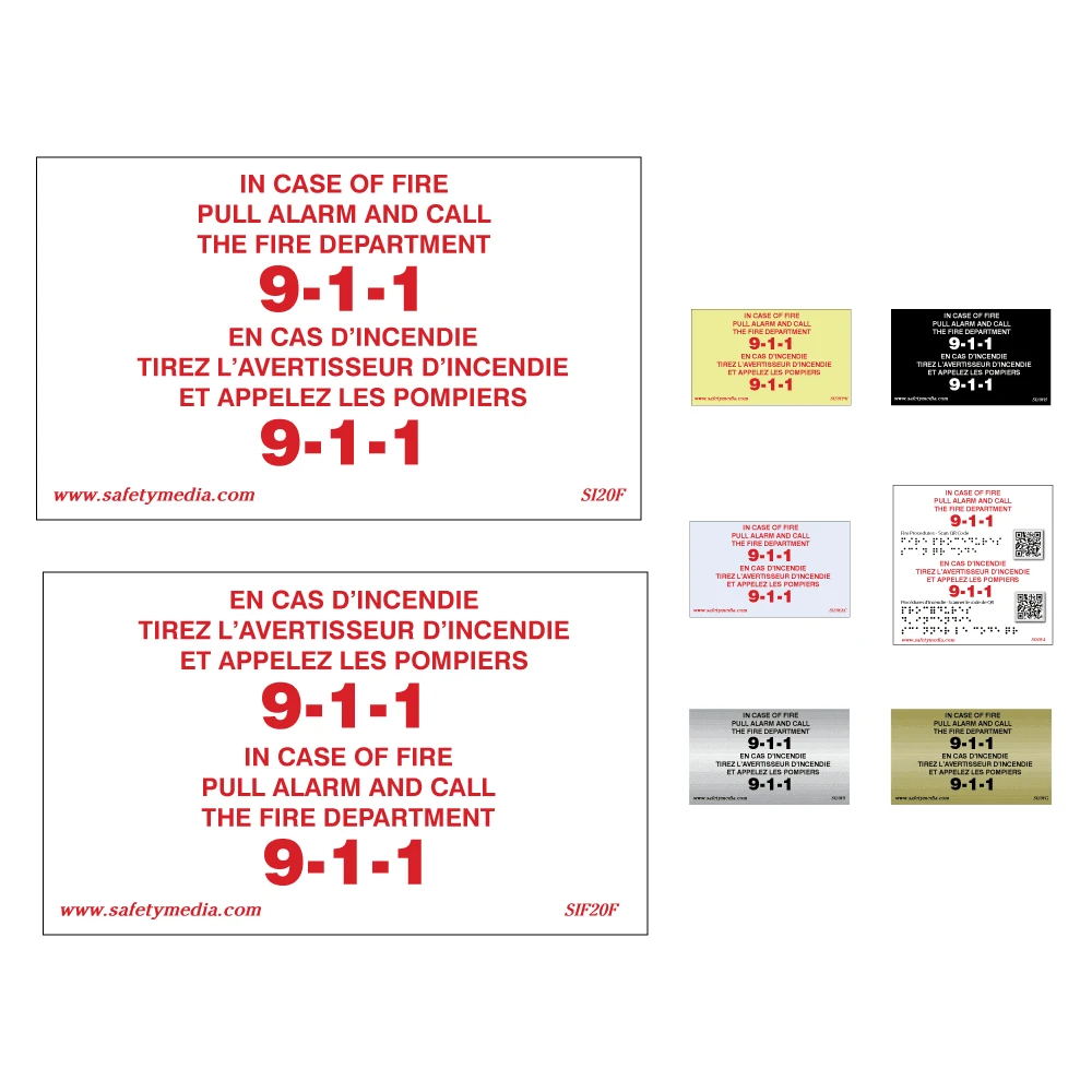 Bilingual In Case of Fire Sign Call 9-1-1 Sign