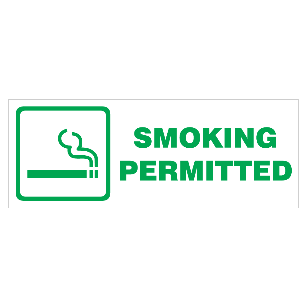 Self-adhesive Smoking Permitted vinyl sticker applied to designated smoking area.
