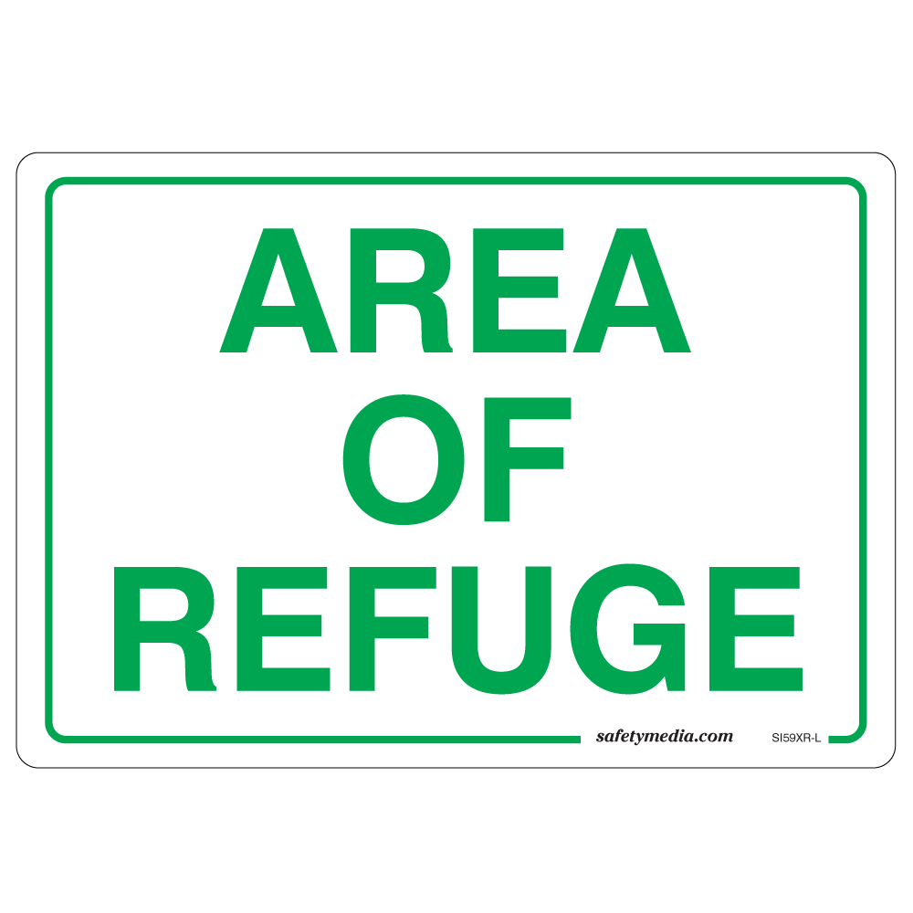 Area of Refuge emergency vinyl sticker for shelter signage