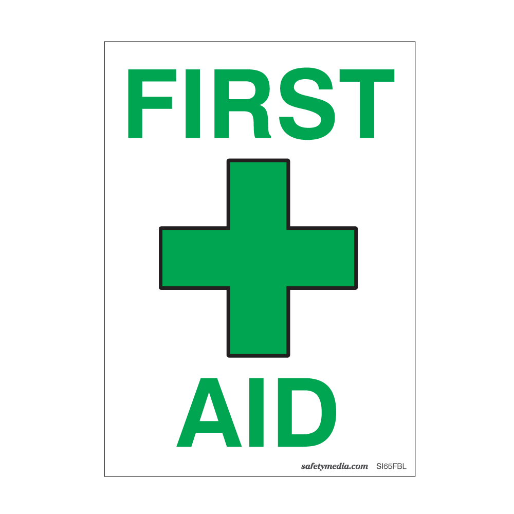 First Aid Vinyl Sticker with universal first aid symbol for marking medical stations