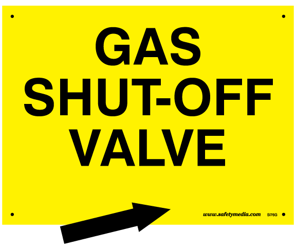 Gas Shut Off Plastic Sign