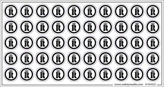 Whmis Hazard Symbol: DANGERously Reactive 0.75" Stickers, 50 On 8.5X4.5" Page