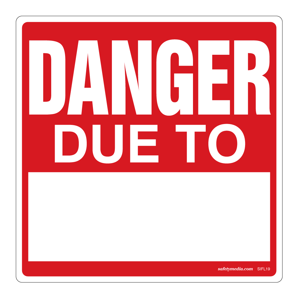 Danger Due To... Sticker, 11 x 11"