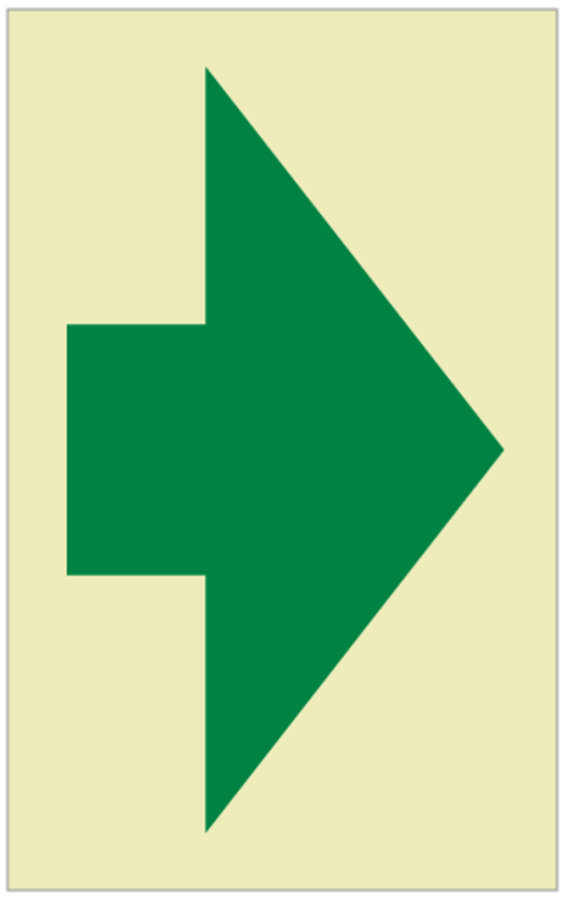 Photoluminescent Green Arrow Sign 5 x 8"