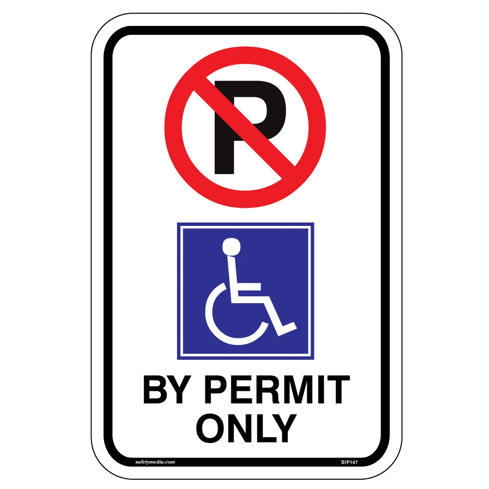 Non-reflective 'No Parking' sign reserved for wheelchair accessible spots by permit only