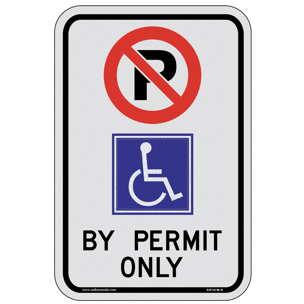 Reflective Wheelchair Accessible Parking Sign for Mississauga with 'Permit Only' message