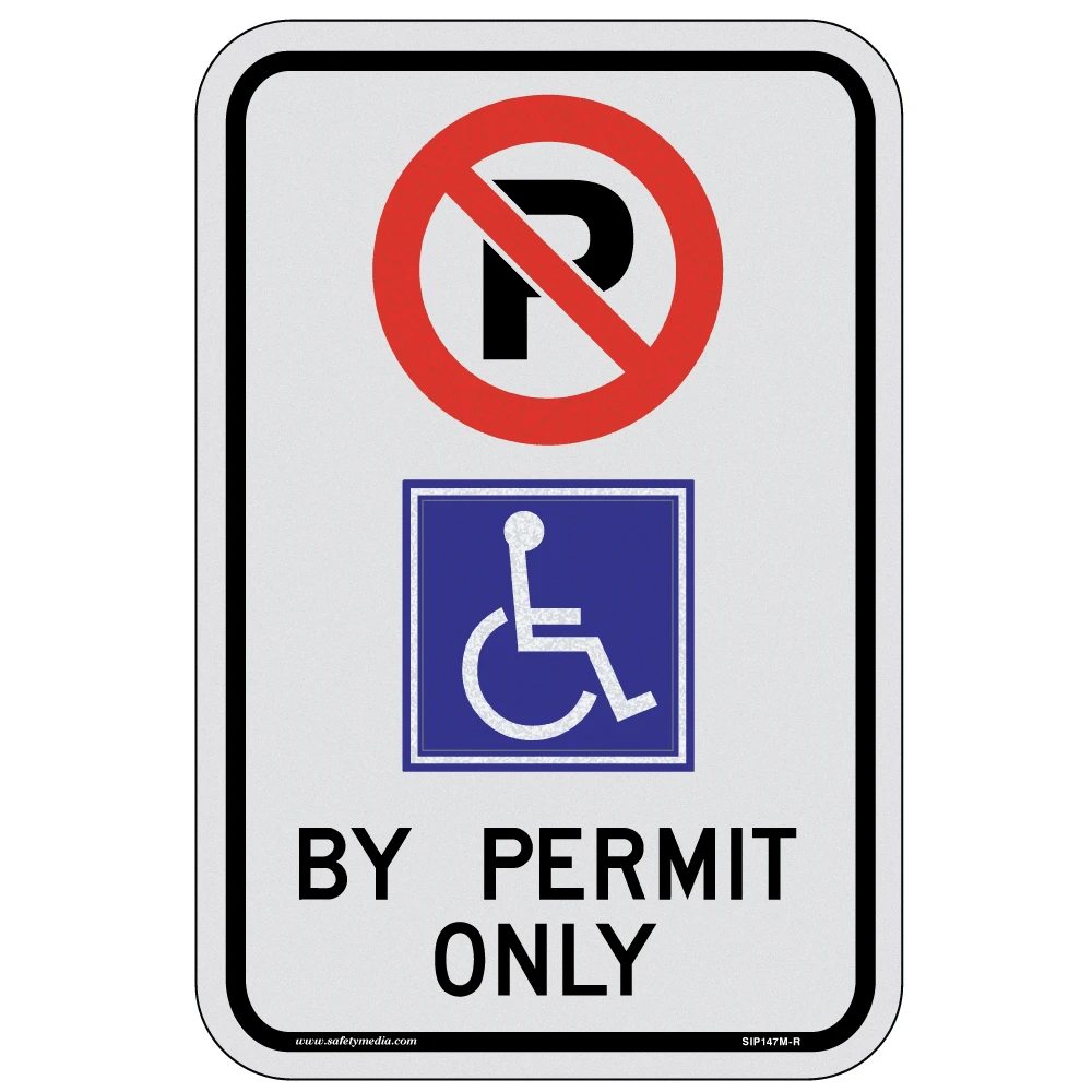 Reflective Wheelchair Accessible Parking Sign for Mississauga with 'Permit Only' message