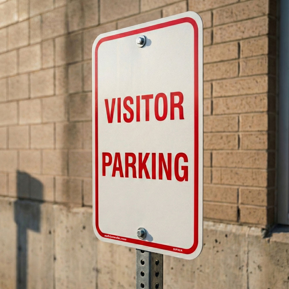 Visitor Parking White Aluminum Sign