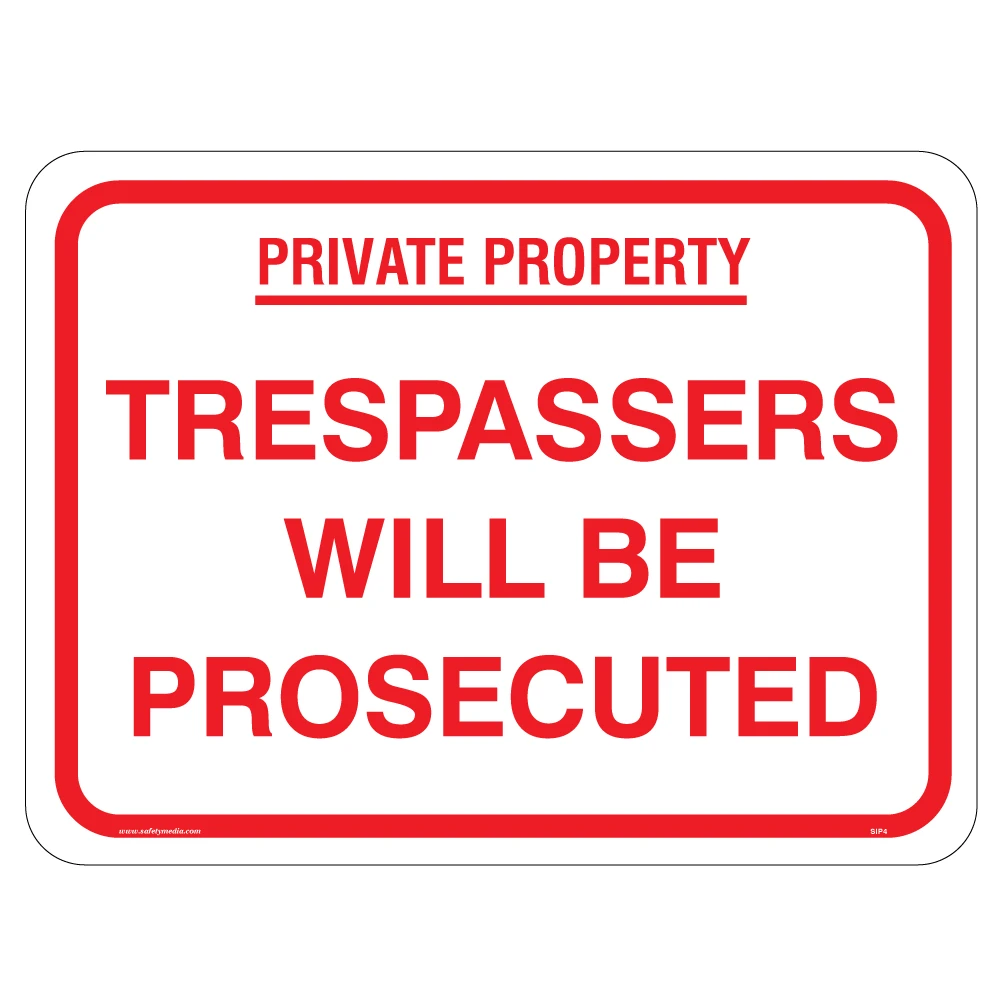 rivate Property Trespassers Will Be Prosecuted Sign displayed prominently at the edge of a property to warn against unauthorized entry.