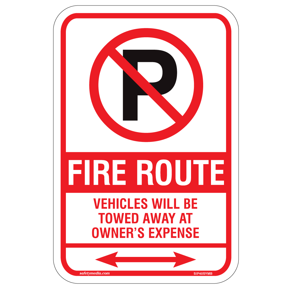 Fire Route Vehicles Towed Away Sign (SIP40SYMB) is a strong deterrent against unauthorized parking in fire routes.