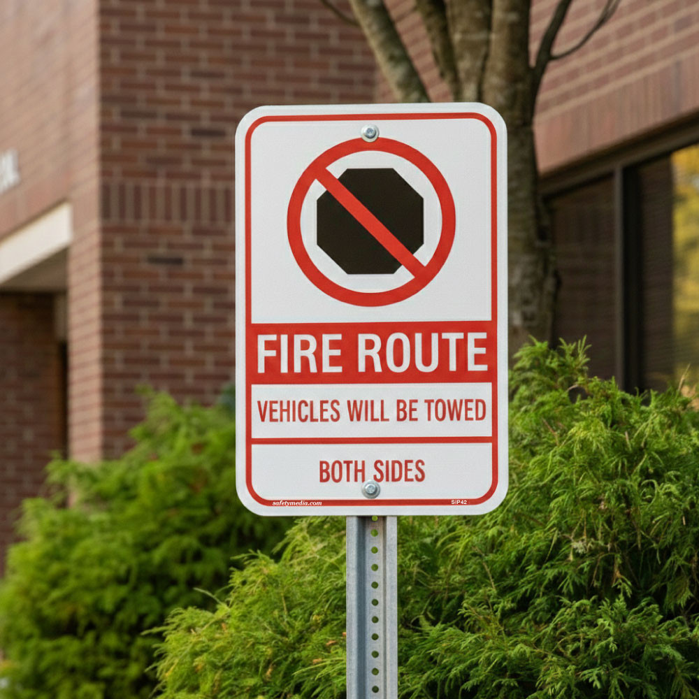 FR4 enforcing no parking and no stopping rules on both sides of the driveway.