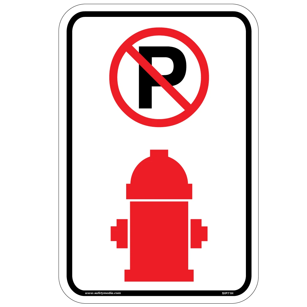 Hydrant No Parking aluminum sign identifying the 3-metre no-parking area near a fire hydrant
